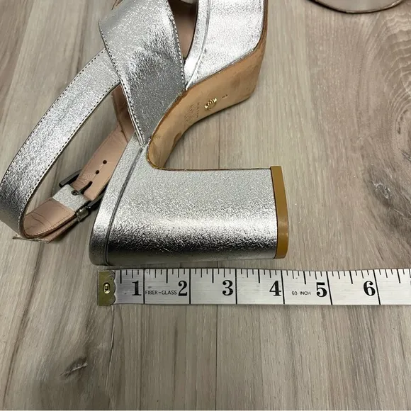 Stuart Weitzman Heels Women’s 5 Jerry Silver Leather Platform Sandals