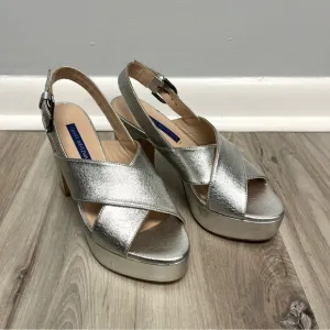 Stuart Weitzman Heels Women’s 5 Jerry Silver Leather Platform Sandals