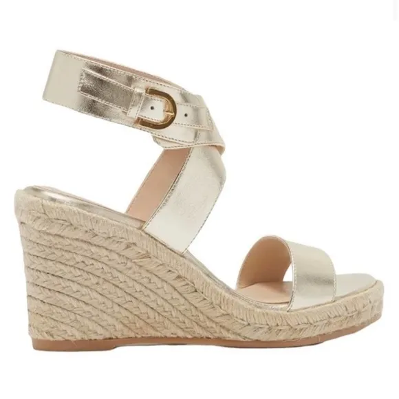 Stuart Weitzman Lexia Gold Metallic Espadrilles sz 7.5