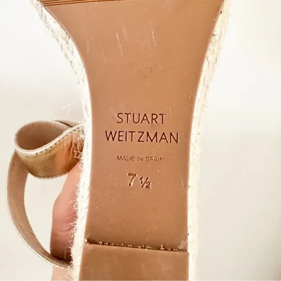 Stuart Weitzman Lexia Gold Metallic Espadrilles sz 7.5