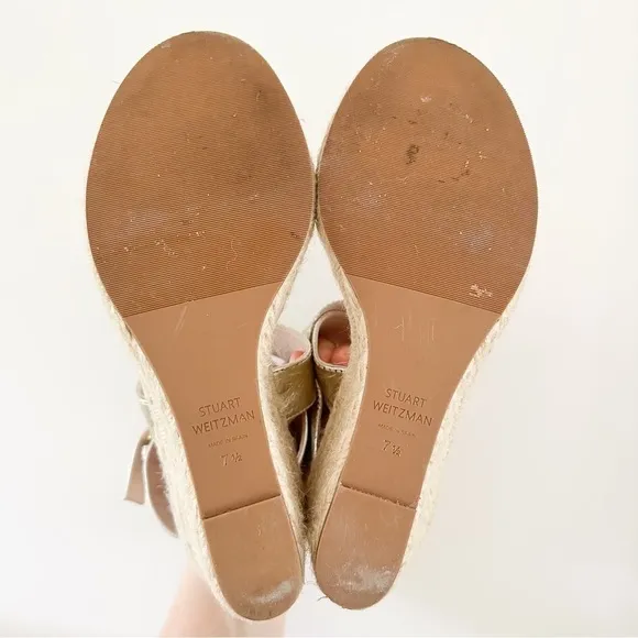Stuart Weitzman Lexia Gold Metallic Espadrilles sz 7.5