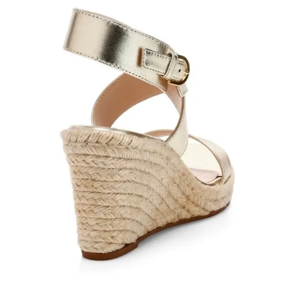 Stuart Weitzman Lexia Gold Metallic Espadrilles sz 7.5
