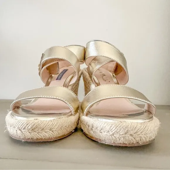 Stuart Weitzman Lexia Gold Metallic Espadrilles sz 7.5