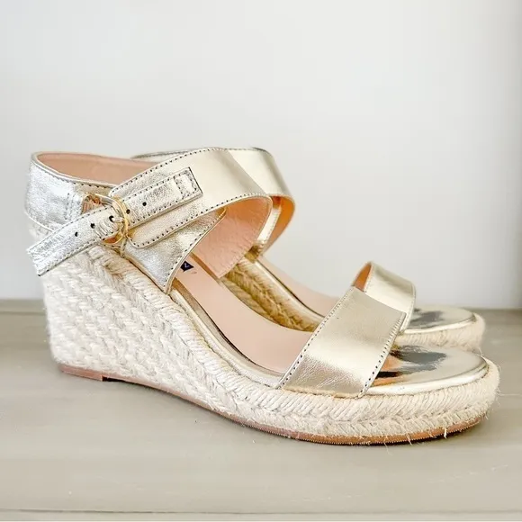Stuart Weitzman Lexia Gold Metallic Espadrilles sz 7.5