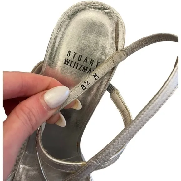 Stuart Weitzman platform silver sandals