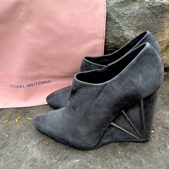 STUART WEITZMAN SLATE SUEDE CROP WEDGE ANKLE BOOT / BOOTIES -9 - NIB !🔥🤩