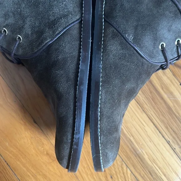 Stuart Weitzman Suede Lace Up Ankle Boots Hidden Wedge Size 7.5