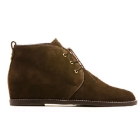 Stuart Weitzman Suede Lace Up Ankle Boots Hidden Wedge Size 7.5