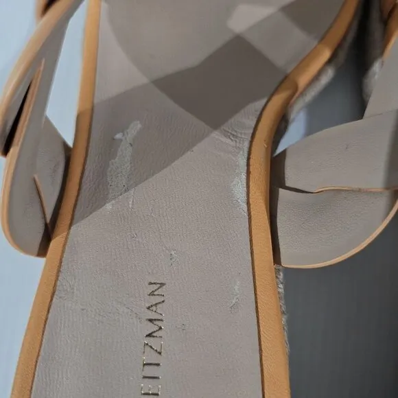 Stuart Weitzman Twist Espadrille Wedge Sandal Mango Leather Jute Size 10