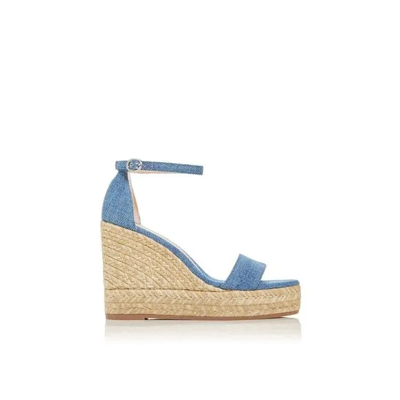 STUART WEITZMAN Womens Blue Denim 1&quot; Platform Floria Almond Wedge Shoes 10 C