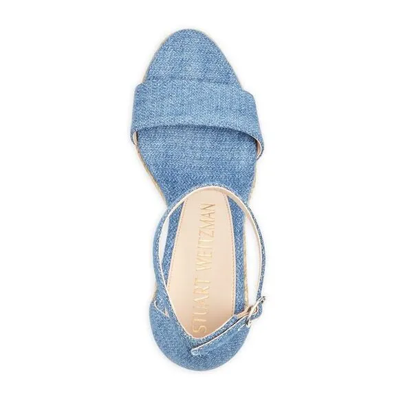 STUART WEITZMAN Womens Blue Denim 1&quot; Platform Floria Almond Wedge Shoes 10 C