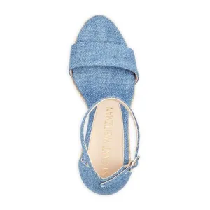 STUART WEITZMAN Womens Blue Denim 1&quot; Platform Floria Almond Wedge Shoes 10 C