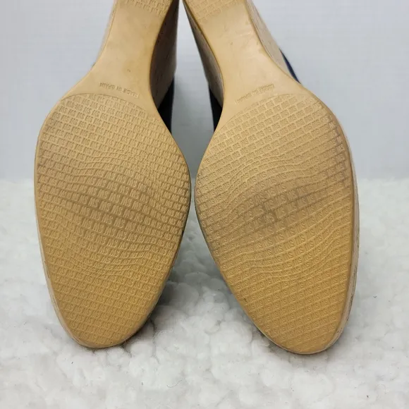 Stuart Weitzman Women's Cork Wedge Shoes Size 8.5 Navy Blue Suede Shoes