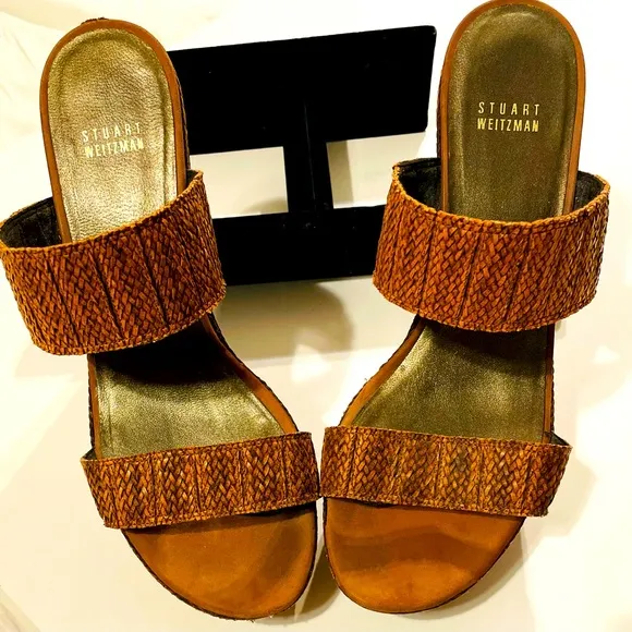 Stuart Wietzman Braided Leather Platform Sandals 10