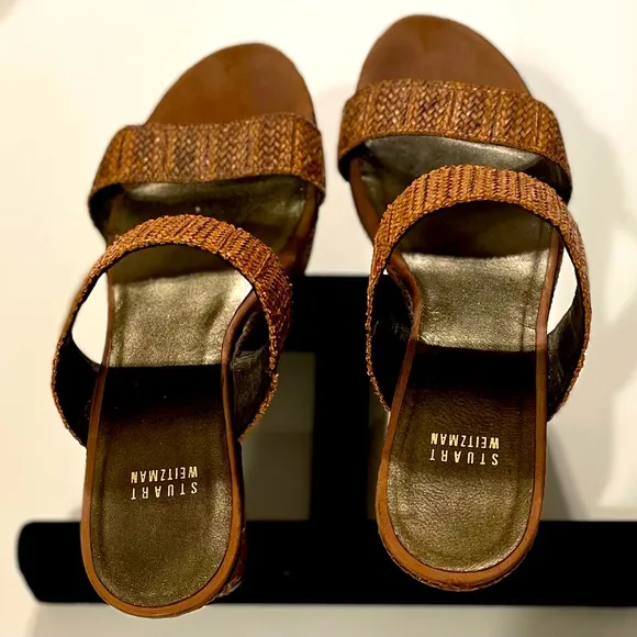 Stuart Wietzman Braided Leather Platform Sandals 10