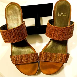 Stuart Wietzman Braided Leather Platform Sandals 10