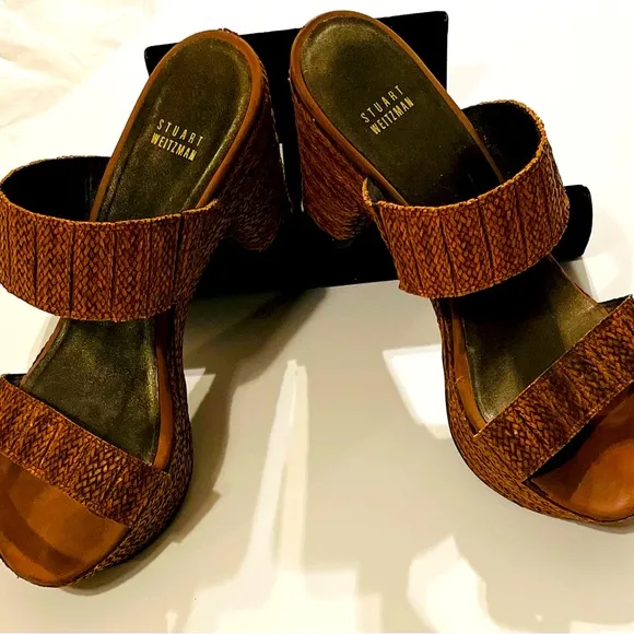 Stuart Wietzman Braided Leather Platform Sandals 10