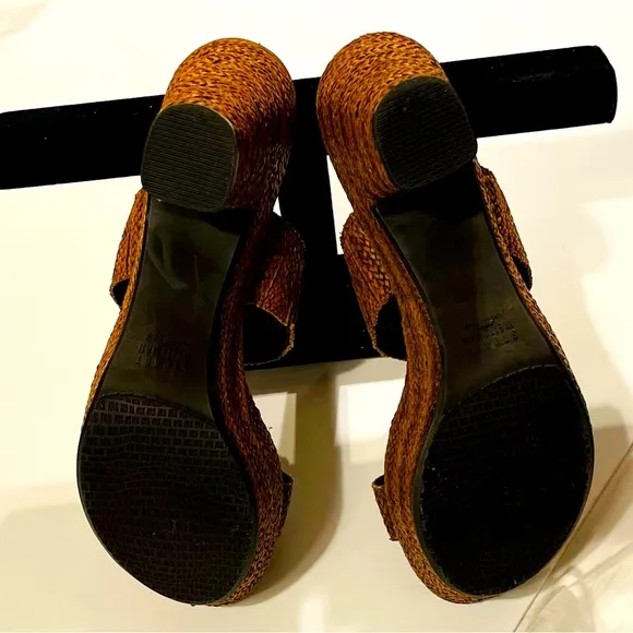 Stuart Wietzman Braided Leather Platform Sandals 10
