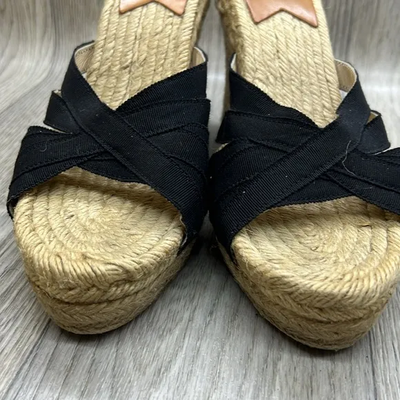 Stubbs &amp; Wootton Grace Rib Black Wedge Espadrilles