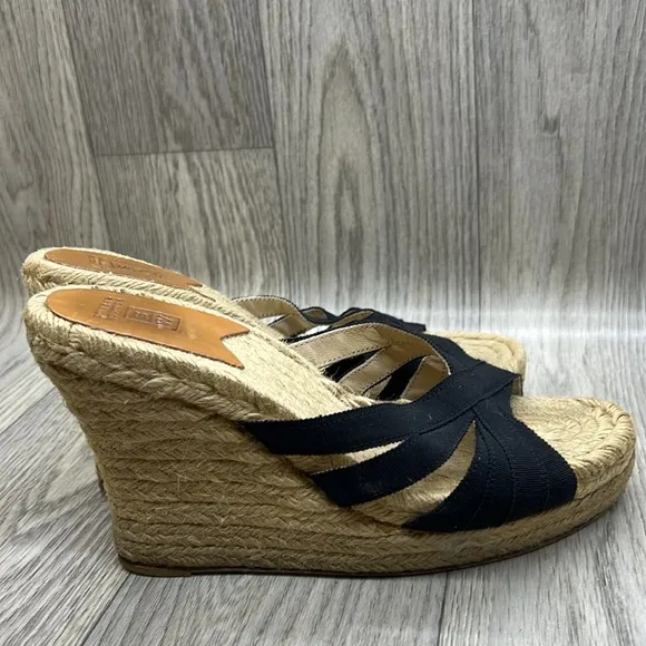 Stubbs &amp; Wootton Grace Rib Black Wedge Espadrilles