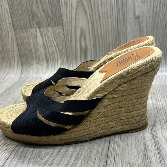 Stubbs &amp; Wootton Grace Rib Black Wedge Espadrilles