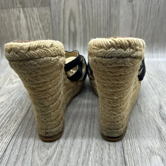 Stubbs &amp; Wootton Grace Rib Black Wedge Espadrilles