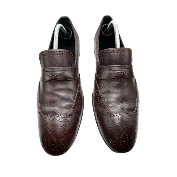 Studio Empoli Mens Loafers Size 9 Brown Leather Dress Shoes Handmade in Italy