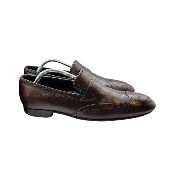 Studio Empoli Mens Loafers Size 9 Brown Leather Dress Shoes Handmade in Italy