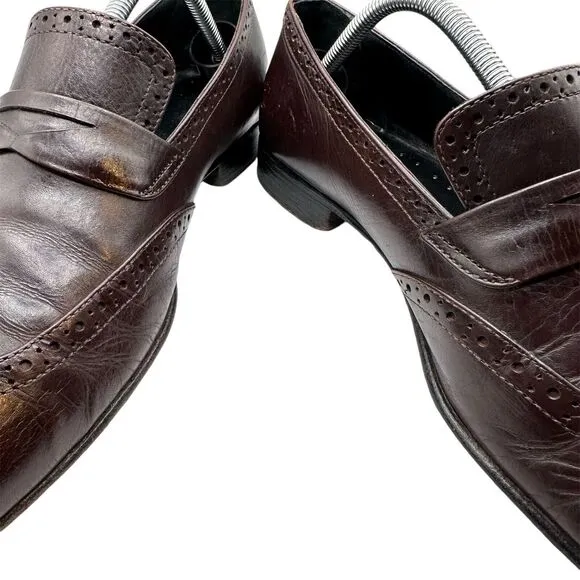 Studio Empoli Mens Loafers Size 9 Brown Leather Dress Shoes Handmade in Italy