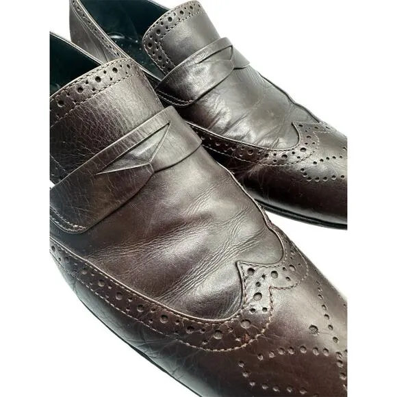 Studio Empoli Mens Loafers Size 9 Brown Leather Dress Shoes Handmade in Italy