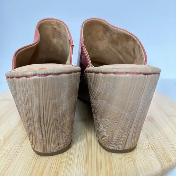 Sundance Catalog Born Natalie Wedge Leather Clogs Mules Shoes Rust Size 11 NEW