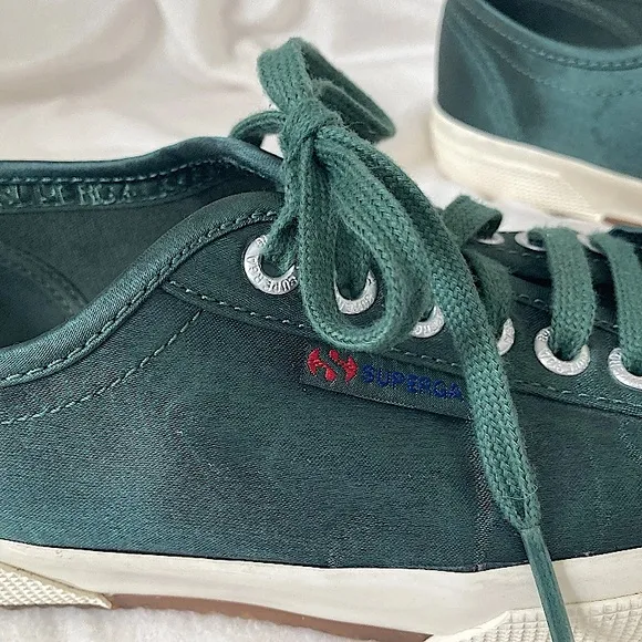 Superga X Alexachung Sneakers satin hunter green men 7.5 woman’s 9 unisex spring