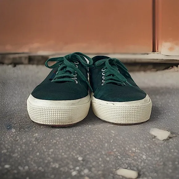 Superga X Alexachung Sneakers satin hunter green men 7.5 woman’s 9 unisex spring