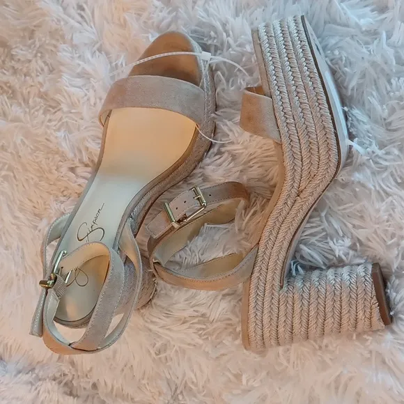 Symia leather platform espadrille wedges by Jessica Simpson SANDALS Size 10 New