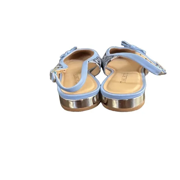 Talbots Edison Slingback Bow Flats Blue Floral Pattern Shoes. Size 7.5