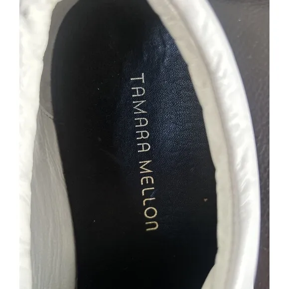 TAMARA MELLON OMW Woman Designer Sneakers White Calfskin Leather Italy  Sz 8.5