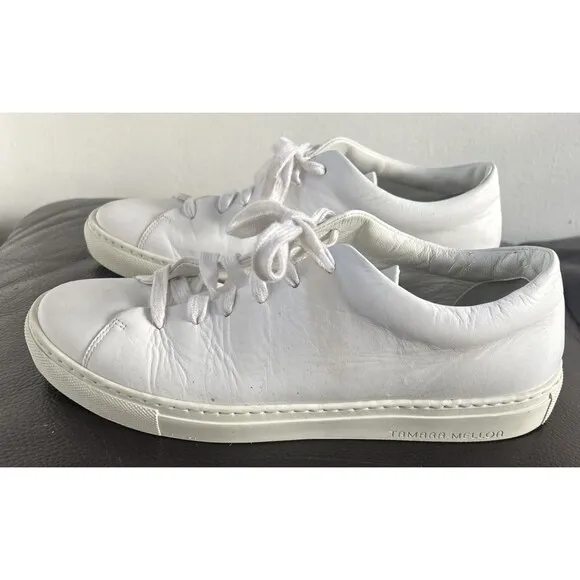 TAMARA MELLON OMW Woman Designer Sneakers White Calfskin Leather Italy  Sz 8.5