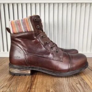 Taos Captain Womens Size 9.5 Brown Leather Boho Side Zip Lace Up Boots 220106