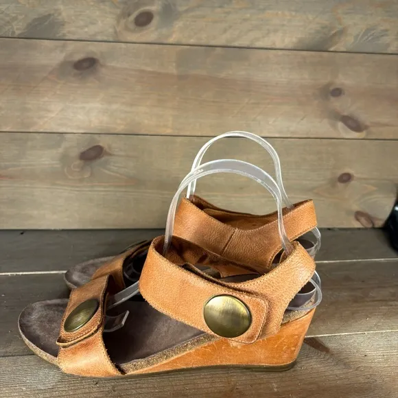 taos carousel womens size 10 shoes orange leather slingback wedge sandals
