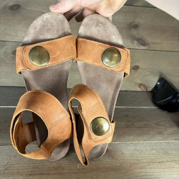 taos carousel womens size 10 shoes orange leather slingback wedge sandals