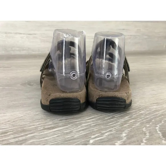Taos PRI-10277 Slide Shoes Women's US 8 Grey Gold Leather Slip On Wedge Sandals