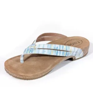 Taos Womens 3538 Link Blue Thong Leather Strappy Wedge Sandals shoes sz 8-8.5