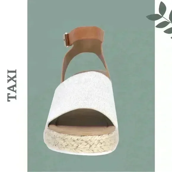 Taxi Adrianna Espadrille Sandal Wedge Buckle Closire Beige
