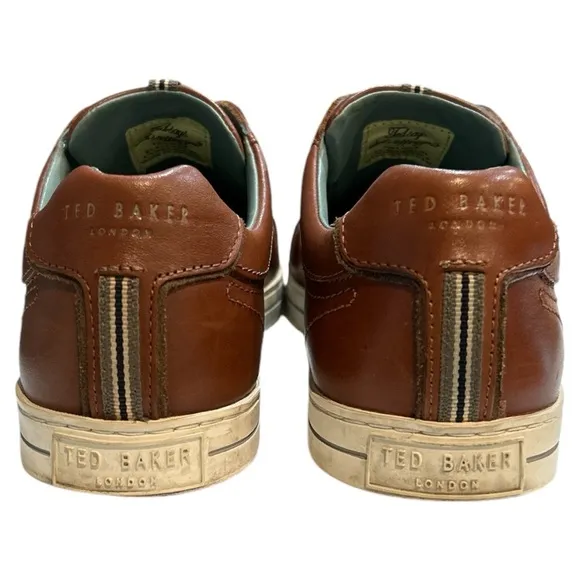 TED BAKER LONDON THAWNE LEATHER LOW-TOP SNEAKERS IN TAN BROWN SIZE 9 #24