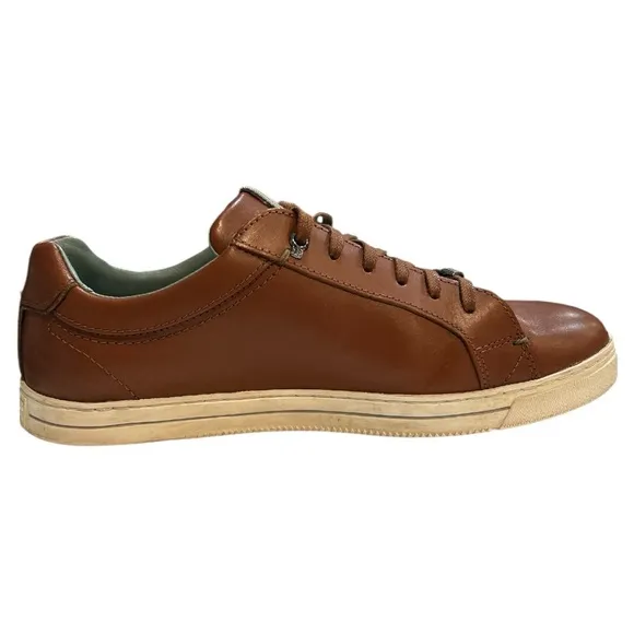 TED BAKER LONDON THAWNE LEATHER LOW-TOP SNEAKERS IN TAN BROWN SIZE 9 #24