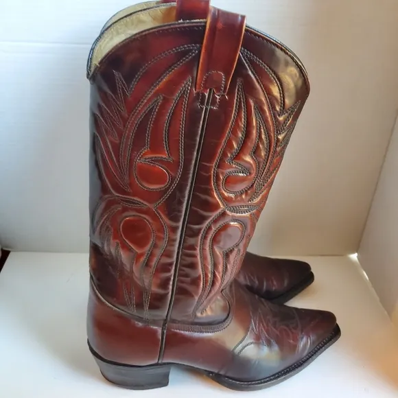 TEXAS WESTERN COWBOY BOOTS BROWN USA SIZE 9EE M-70