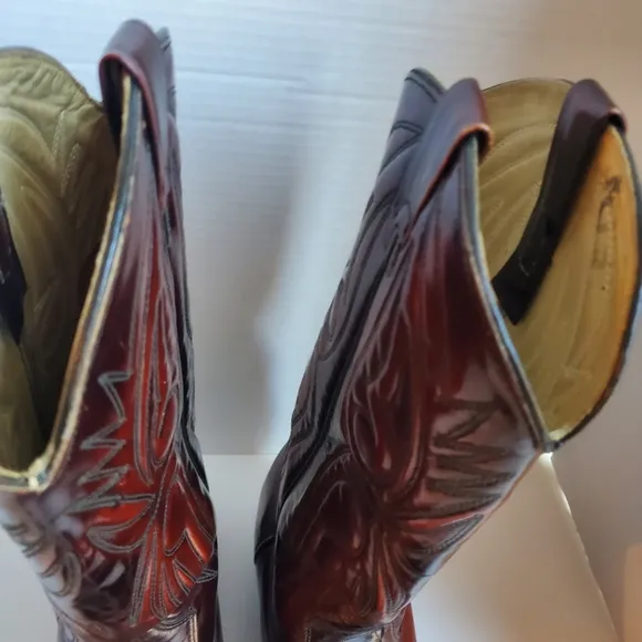TEXAS WESTERN COWBOY BOOTS BROWN USA SIZE 9EE M-70