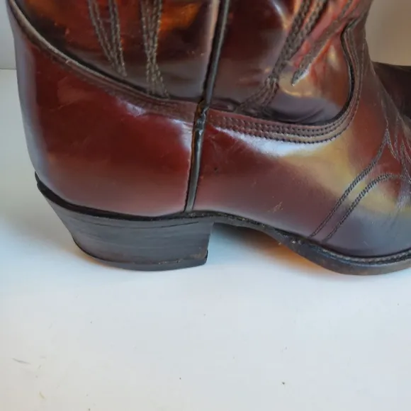 TEXAS WESTERN COWBOY BOOTS BROWN USA SIZE 9EE M-70