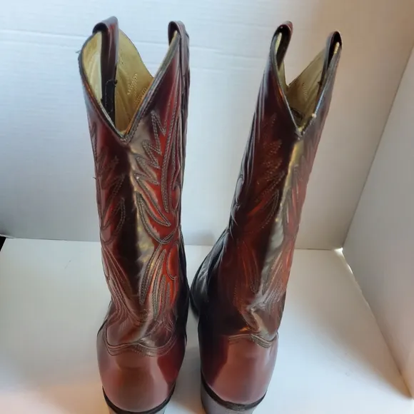 TEXAS WESTERN COWBOY BOOTS BROWN USA SIZE 9EE M-70