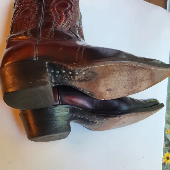 TEXAS WESTERN COWBOY BOOTS BROWN USA SIZE 9EE M-70